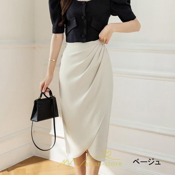 スカート | スリット入り 膝下 ひざ下 レディース ボトムス オフィス カジュアル 美脚 セクシー スリット 黒 ベージュ 脚長 ピンク ハイウエスト 通勤 春夏秋冬 OL