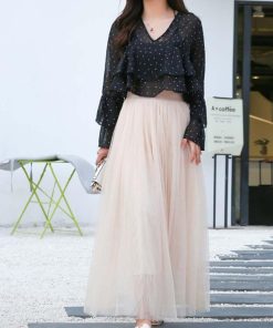 ロングスカート | ロング グレー フレアスカート 春夏 黒 ウエストゴム チュールスカート マキシスカート ミモレ丈スカート白