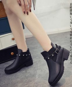 ショートブーツ | ブーティ 厚底 ショットブーツ 美脚ブーツ ローヒール 履きやすい リベット付き お洒落 サイドゴアブーツ レディース