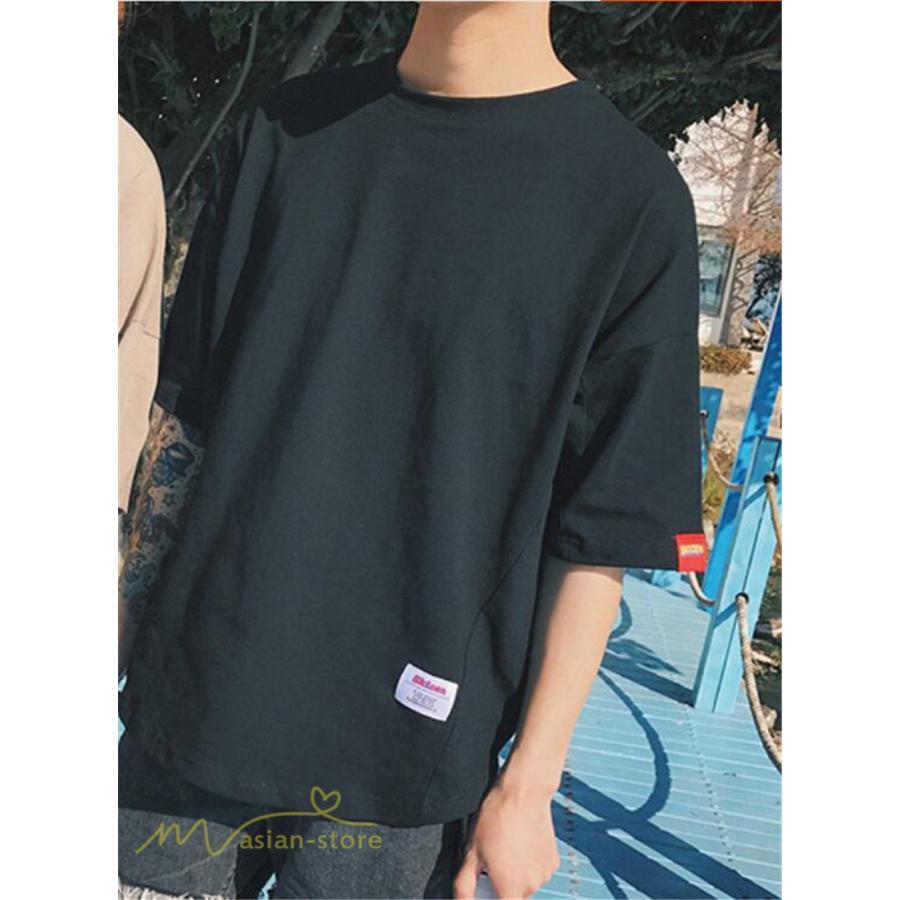 tシャツ・カットソー | Tシャツ カットソー 男女兼用 シンプル ゆったり 夏新作 サマー トップス レディース メンズ クルーネック おしゃれ 4色 黒 ピンク 白 カーキ 大きいサイズ