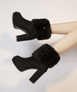 ショートブーツ | ファーブーツ ブーティー 太ヒール 韓国