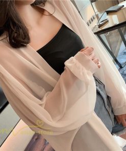 カーディガン | レディース 春 ロング ひんやり 夏 フェミニン カジュアル 無地 白 黒 コーデ オフィス 長袖 激売れ 薄手 細見え 体型カバー お出かけ シフォン