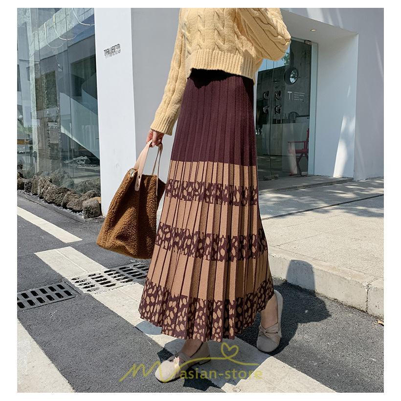 スカート | ロングウエストゴム プリーツ ロング丈 黒 グレー カーキ コーヒー レディース きれいめ 秋カジュアル 冬ニット 秋冬 オフィス