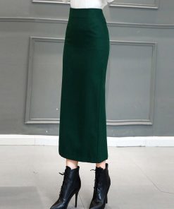 在庫ある | 短納期ロングタイトスカート ハイウエスト ロングスカート ビジネススカート ラシャスカート スリットセクシースカート エレガント フェミニン 後ろファスナー