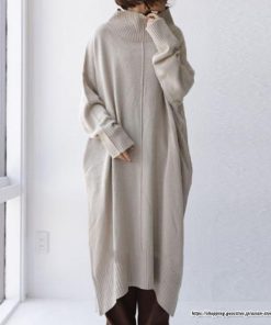 マキシ | ハイネックニットワンピース ロングニットワンピース 長袖 レディース 秋冬 ボリューム感 大きめ ビッグシルエット 30代 コクーンワンピースカワイイ 大人