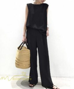 セットアップ | ワイドパンツ タンクトップ レディース 落ち感 大人 ルームウェア 30代40代 お出かけ 2点セット 夏物 可愛い 上下セット カジュアル 秋服