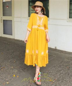 マキシ | ワンピース きれいめ レディース 夏 秋 ロング 上品 大人 七分袖 お出かけ 高見え 赤 白 黄色 上質 20代 50代 40代 ゆったり リゾート 30代 旅行 体型隠し