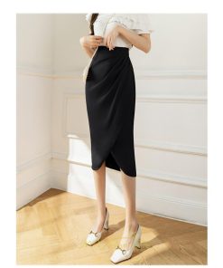 スカート | スリット入り 膝下 ひざ下 レディース ボトムス オフィス カジュアル 美脚 セクシー スリット 黒 ベージュ 脚長 ピンク ハイウエスト 通勤 春夏秋冬 OL