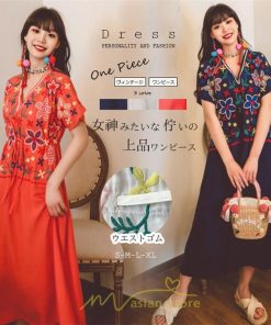 マキシ | ワンピース レディース リゾートワンピ かわいい 半袖 Ｖネック 刺繍 上品 Aライン ロング丈 ロング丈ワンピ エスニック風 結婚式 ファッション 二次会 卒業式