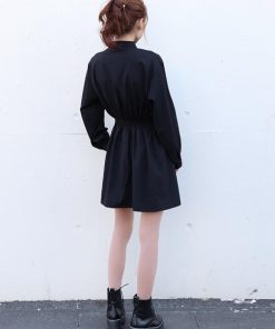 シャツ・ブラウス | レディース 春夏長袖 チュニックワンピ シャツブラウス 白 シャツワンピース ウエストマーク ミニワンピース