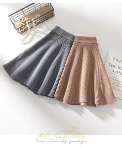 スカート | レディース ボトムス ミニ丈 ひざ上 ウエストゴム 楽ちん ゆったり ニット 秋冬 韓国風 Aライン フレア デート 着痩せ 可愛い お出かけ 脚長効果