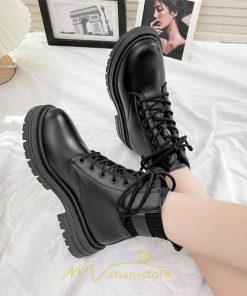 ショートブーツ | ブーツ レディース 軽量 歩きやすい おすすめ おしゃれ 編み上げ 太めヒール レザー風 走れる 痛くない 冬 秋 22.5cm-25cm 春 トレンド