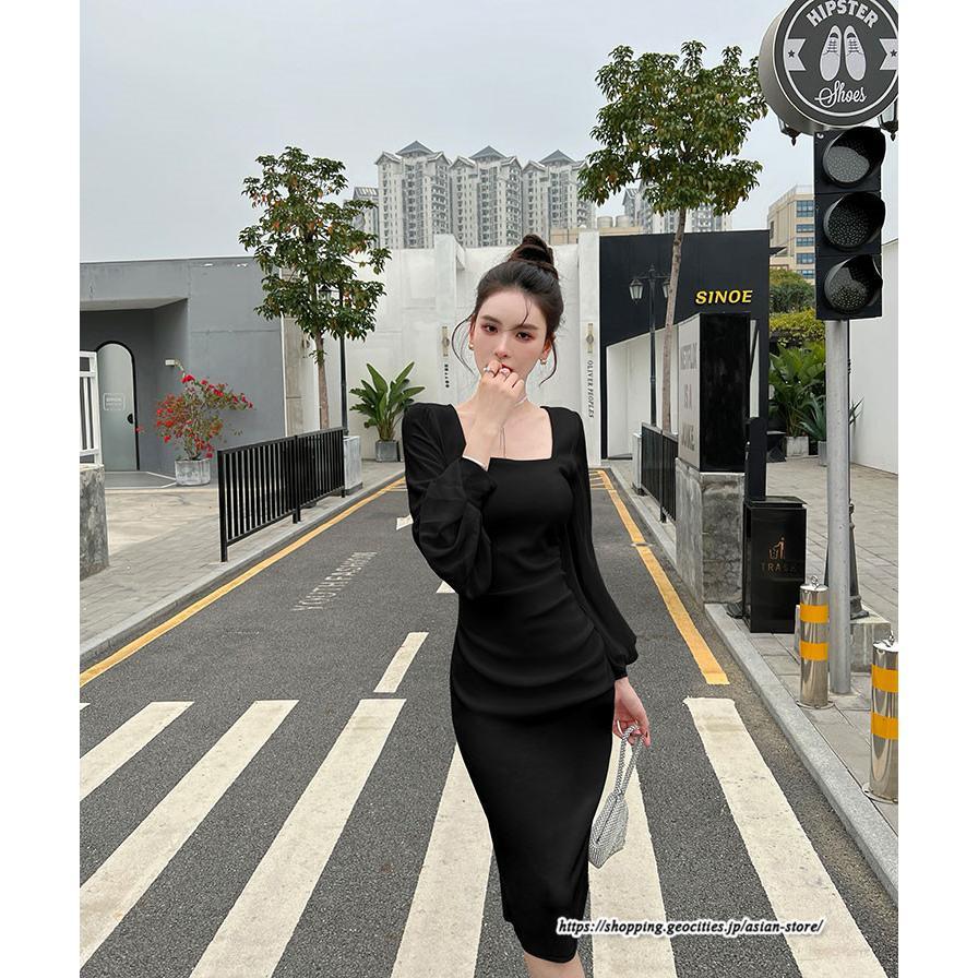 タイト | ワンピースタイトワンピース長袖 上品 セクシー高級感 ワンピース タイトワンピース ヒップアップ スリム 美ライン シルエット お呼ばれ エレガント