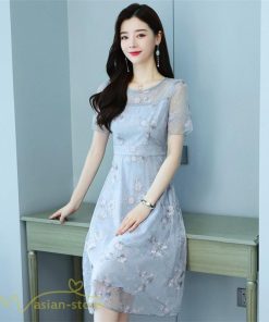 ミディアム | ワンピース エレガント レディース 膝丈 カジュアルワンピース 春 サマーワンピース 夏 新作 半袖 きれいめ グレー カジュアル 大きいサイズ お出かけ 花柄