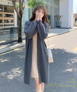 カーディガン | ニットレディース 羽織り ロング丈 パフスリーブ 秋冬 ゆったり ロングニット アウター 20代30代 膝丈 大人 ニットアウター