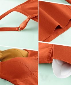 キャミソール | リブレディース 下着 カップ付き タンクトップ インナー ショート丈 Uオープンバック ベアトップブラ 春夏