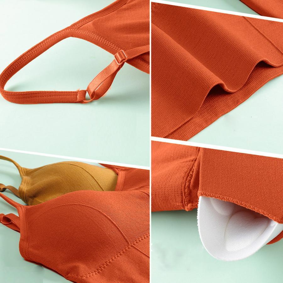 キャミソール | リブレディース 下着 カップ付き タンクトップ インナー ショート丈 Uオープンバック ベアトップブラ 春夏