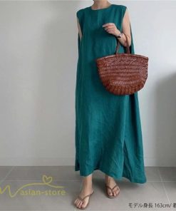 ノースリーブ | ワンピース レディース 40代 マキシワンピース 無地 ロングワンピース 着回し 着痩せ きれいめ ゆったり 40代 20代 体型カバー 30代 送料無料