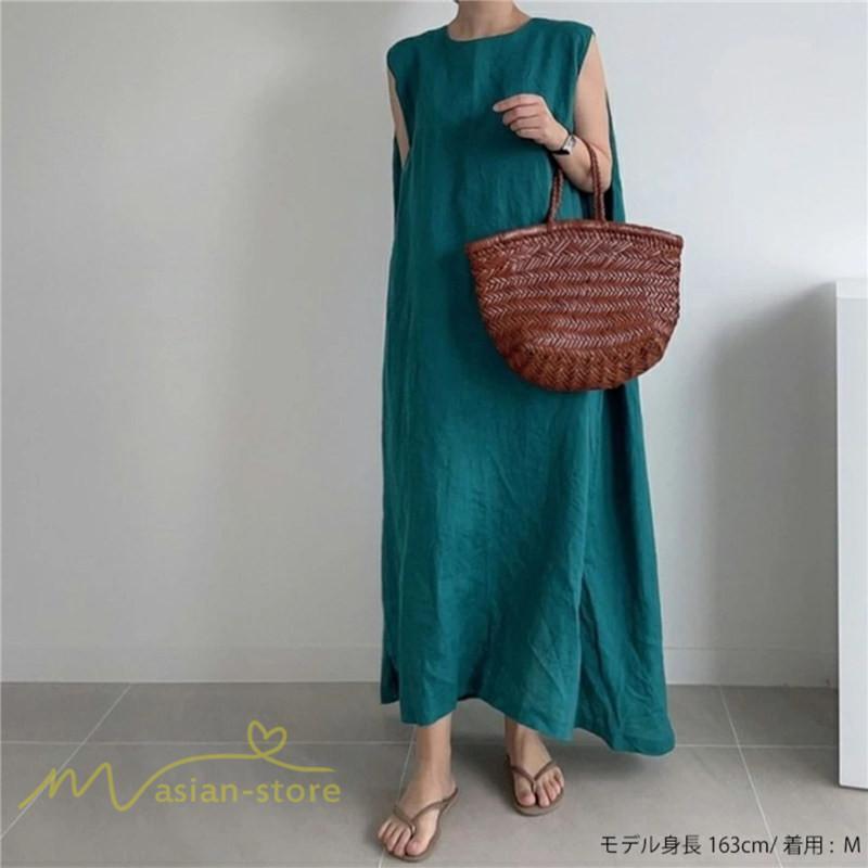 ノースリーブ | ワンピース レディース 40代 マキシワンピース 無地 ロングワンピース 着回し 着痩せ きれいめ ゆったり 40代 20代 体型カバー 30代 送料無料