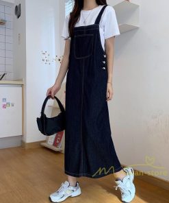 オーバーオール サロペット | レディース レディス ボトムス ジャンバースカート サロペット ロング丈 無地 20代30代40代 ワンピース デニムワンピース 体型カバー 2021 ゆったり ロング
