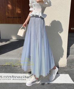 スカート | レディース チュール春夏 コーデ ウエストゴム ロングフレア着痩せ 通勤 配色 マキシ カジュアル 上品 20代30代40代50代