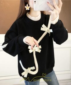パーカー | トレーナー レディース プルオーバー クルーネック 長袖 レース トップス Tシャツ スウェット ゆったり 蝶結び カジュアル 20代30代40代50代