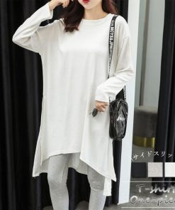 ワンピース | スリットtシャツ レディース ゆったり ロング丈 チュニック ワンピース