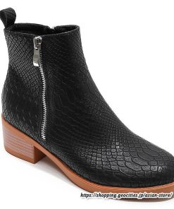 ショートブーツ | 大きいサイズ26.5cm レディース 上品 ブーツ 秋冬 春 チャンキーヒール 太ヒール 黒ブーツ シンプル ミドルヒール 大人 サイドファスナー