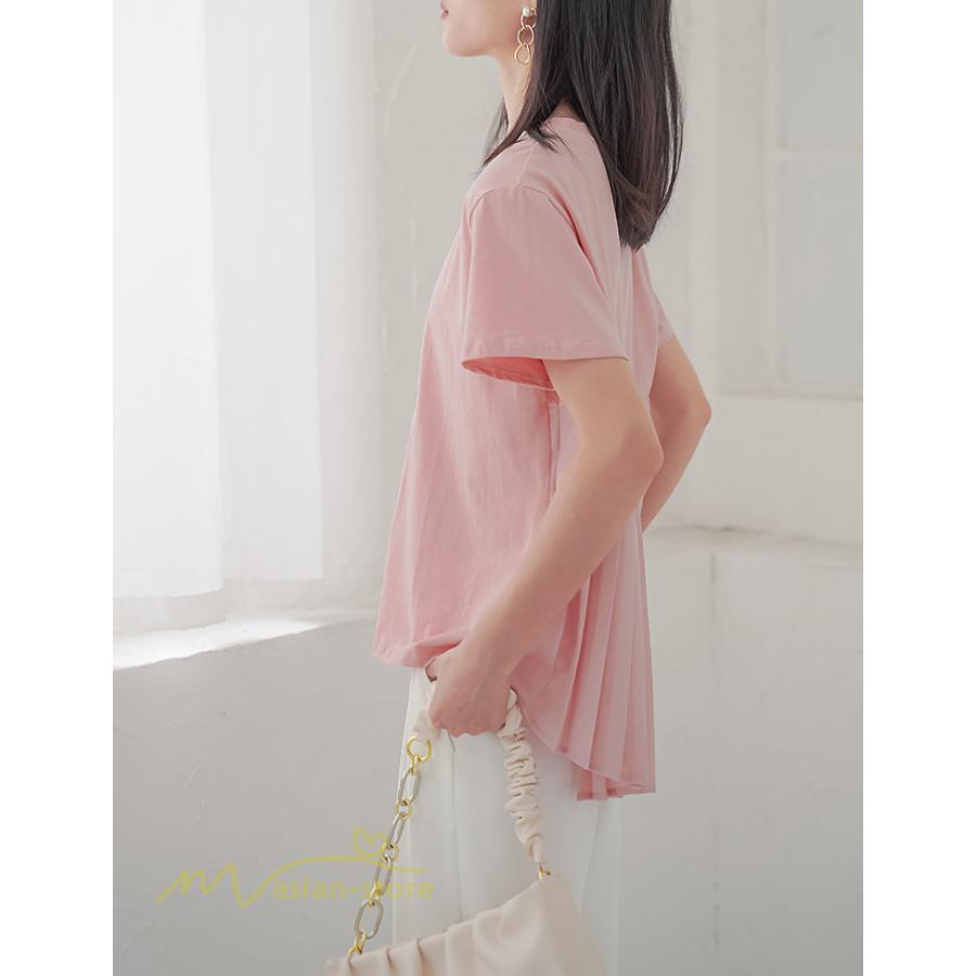 tシャツ・カットソー | Tシャツ レディース 春 夏 秋 Tシャツ 半袖 ブラウス かわいい プリーツTシャツ 無地 半袖 ゆったり 20代 きれいめ 40代 カットソー シンプル 韓国風 30代