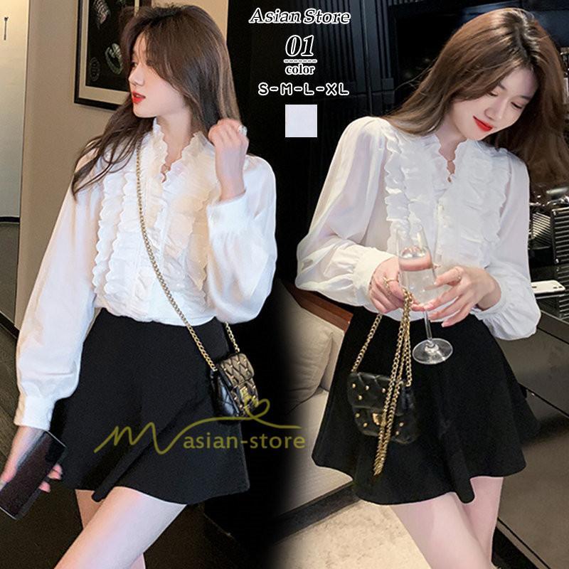 シャツ・ブラウス | ブラウス レディース 長袖 フォーマル 白 オフィス 無地 シャツ ビジネス フリル おしゃれ 入学式 卒業式 上品 お出かけ 面接 カジュアル 20代30代40代 きれいめ