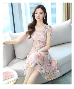 ミディアム | ワンピース レディース 半袖 膝丈 ミディアムワンピース 花柄 きれいめ おしゃれ カジュアル 大きいサイズ お出かけ 40代 フェミニン 上品 エレガント 30代