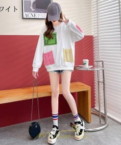 パーカー | トレーナー Tシャツ レディース 切り替え スウェット 春 長袖 おしゃれ 秋 冬 20代30代40代50代 コットン デート カジュアル 可愛い 女子会 お出かけ