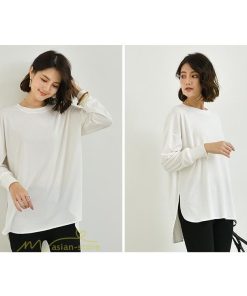 ｔシャツ・カットソー | Tシャツ 長袖 無地 着痩せ カットソー 長袖Tシャツ 無地 丸首 カジュアル 40代 50代 着回し 秋コーデ ゆったり 30代 フリーサイズ 20代 シンプル トップス