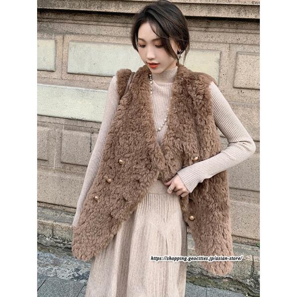 ベスト | ボリュームフェイクファーファー毛皮レディース 冬 フェイクファー 毛皮コート アウター ノースリーブ ふわふわ ジレ 前開き 秋冬