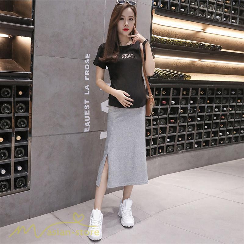 スカート | Aラインマタニティウェア 着痩せ レディース 着痩せ 上品 大きいサイズ 裾口スリット 産前 妊婦 薄手 サマー 日常 夏服 マタニティお出かけ