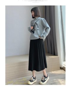 スカート | マタニティレディース ニット 秋冬 2022新作 産前産後 きれいめ 無地 ゆったり 妊婦服 マタニティウェア ハイウエスト ウエスト調整 Aライン