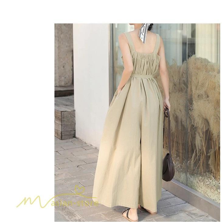 ノースリーブ | サロペット レディース 無地 着痩せ キャミサロペット 可愛い 20代 30代 カジュアル 春 夏 秋 韓国風 ゆったり パンツ コーデ プルオーバー