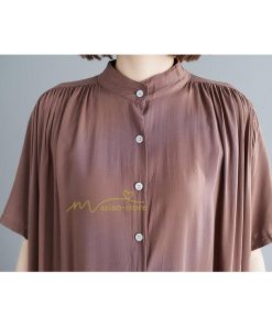 マキシ | ワンピース レディース 春夏 半袖ワンピース 40代 キレイめ ロングワンピース 無地 Aラインワンピース オシャレ カーディガン 韓国風 シャツワンピース ゆったり