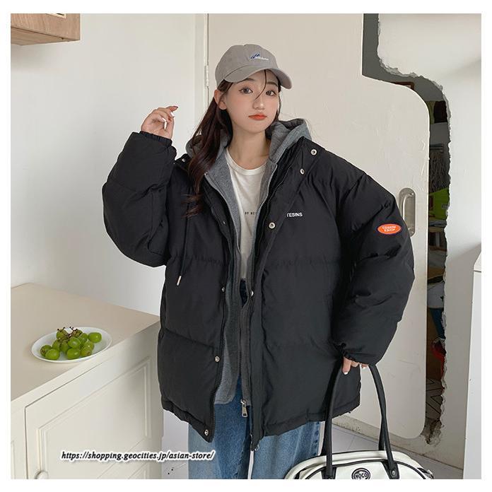 ダウンジャケット コート | フェイクレイヤードダウンジャケット 重ね着風ジャケット 中綿ジャケット アウター ダウン 防風 防寒 フード付き 秋冬コート ジップアップ レディース
