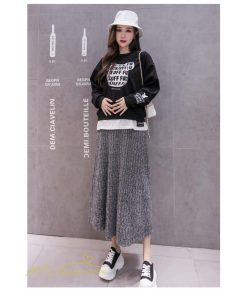 スカート | マタニティ秋 冬 ニット コーデ ロング丈 Aラインマタニティウェア 産前 産後 ゆったり ウエスト調整 きれいめ ハイウエスト 上品