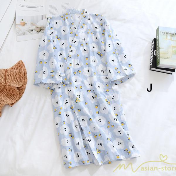 パジャマ ルームウェア | ルームウェア ネグリジェ パジャマ レディース ダブルガーゼ 綿100% ワンピース 長袖 ロング 春 夏 秋 薄手浴衣 バスローブ 花柄 おしゃれ かわいい 寝巻き