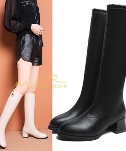 ロングブーツ | ブーツ ヒール カジュアル レディース 靴 シューズ お出かけ 秋冬 ロング丈ブーツ ジョッキーブーツ 太ヒール 黒靴 大人 美脚 春秋冬
