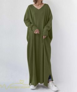 マキシ | ワンピース 長袖 無地 Tシャツワンピース レディース 着痩せ ゆったり マキシワンピ Vネック カジュアル 体型カバー Aラインワンピース 秋 フレア カジュアル