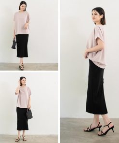 ロングスカート | バックスリット ニットスカート 無地