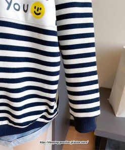 パーカー | トレーナー レディース スウェット 大きいサイズ 韓国 トップス 長袖 おしゃれ ボーダー柄 Tシャツ 大きいサイズ 体型カバー 送料無料 大きいポケット