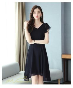 ミディアム | ミディアムワンピース レディース 着痩せ 半袖 大きいサイズ ワンピース Vネック 無地 エレガント 二次会 お呼ばれ きれいめ 40代 新作 20代 夏 膝丈 30代