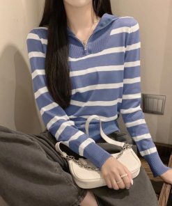 ニット・セーター | ハーフジップボーダー ニットプルオーバー