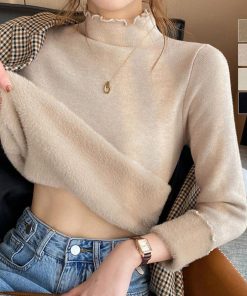 ニット・セーター | 裏起毛ハイネックニットトップスレディース