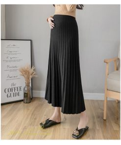 スカート | マタニティプリーツ レディース 秋 冬 コーデ Aライン 可愛い 妊婦服 産前 産後 ウエスト調整 上品 マタニティウェア ロング丈 体型カバー