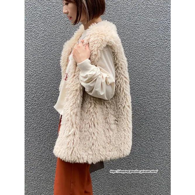 ベスト | ボリュームフェイクファーファー毛皮レディース 冬 フェイクファー 毛皮コート アウター ノースリーブ ふわふわ 前開き 秋冬 ジレ
